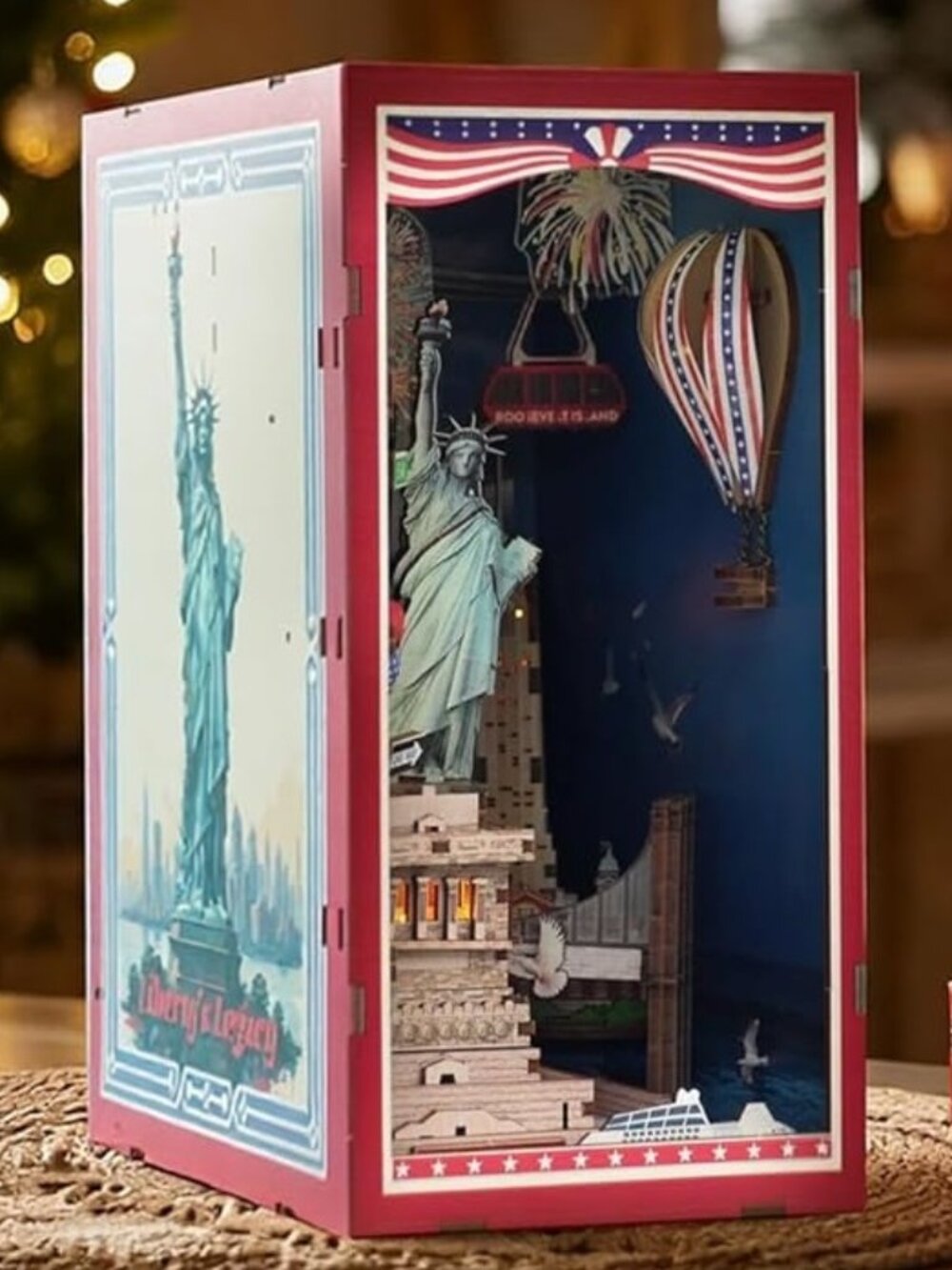 Book Nook Kit DIY 3D Puzzle Craft Miniature Wooden The Statue Of Liberty NYC - Picture 2 of 13